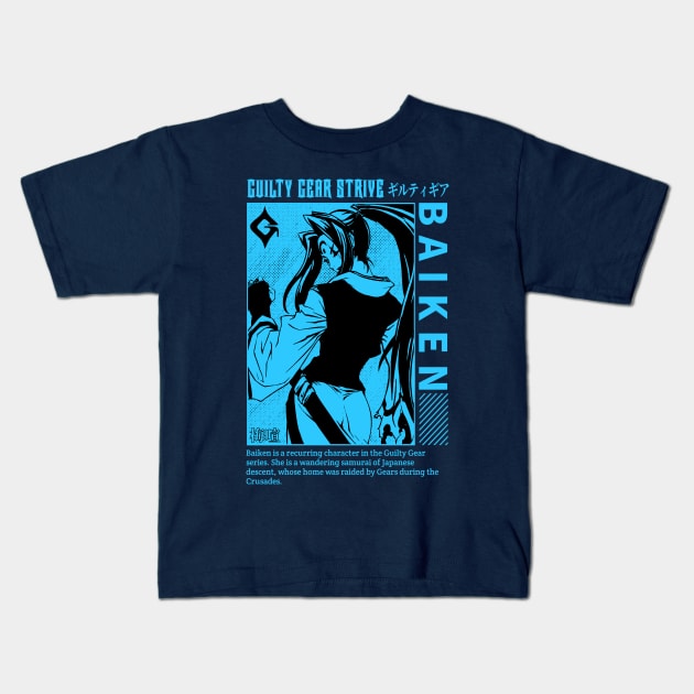 Guilty baiken blue strive Kids T-Shirt by NekerArt